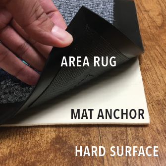 Mat Anchor's thin design doesn't damage hard flooring and goes unnoticed under loose matting